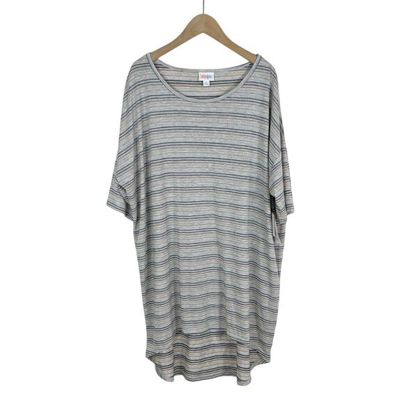 NWT Lularoe Irma High Low Tunic Top Gray With Metallic Chevron Stripes Size XL - Picture 1 of 8